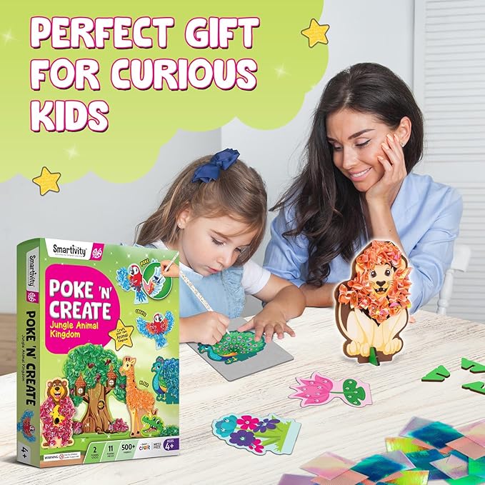 Smartivity Poke ‘n’ Create DIY Kit for Kids 4 to 10 Years, Creative Birthday Gift for Girls & Boys Age 4-5-6-7-8-9-10, DIY Art & Craft Activity Kit