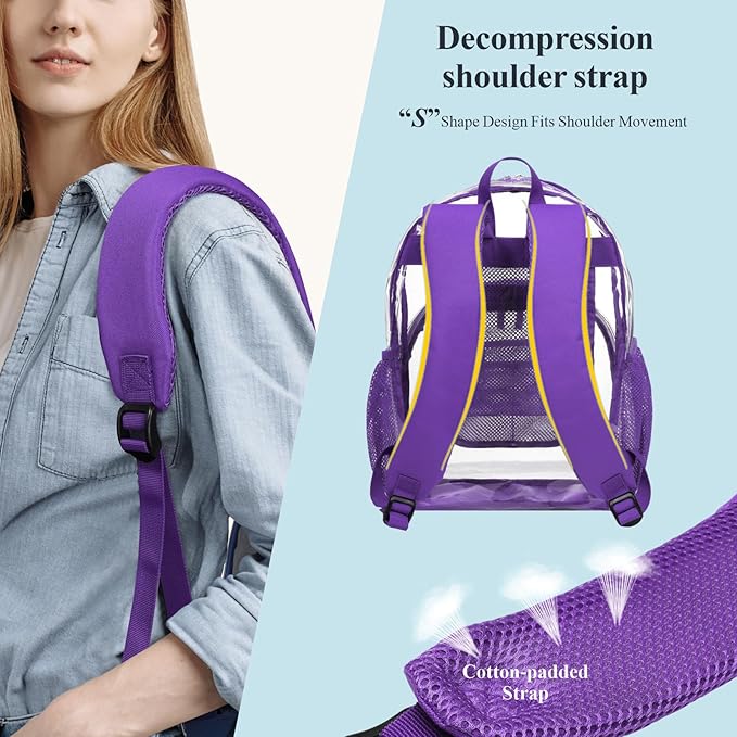 PACKISM Clear Backpack - 17 inch Heavy Duty Clear Backpacks for School, Large Transparent Bookbag for Students (Age 12+)