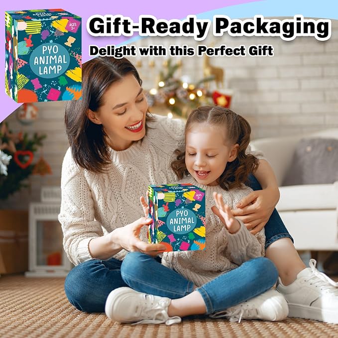 FUNZBO Paint Your Own Bear Lamp Kit - Easter Basket Stuffers Gift, Arts and Crafts Supplies Painting Kits for Kids Teens, DIY Night Light Toy for Toddlers Girls Boys Ages 3 4 5 6 7 8 9 10 11 12 13 +