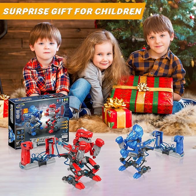 Hydraulic Boxing Bots, STEM Building Kit for Kids, Build 2 Hydraulic-Powered Battle Robots for Kids, STEM Educational Fighting Robots Toy Set, Gift for Birthday for Boys & Girls Ages 8-16