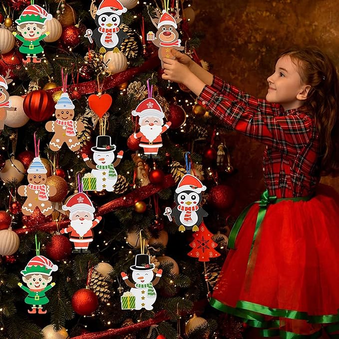 Fennoral 12 Pack Christmas Crafts for Kids Christmas Foam Stickers with Snowman Penguin Santa Claus Elf Gingerbread Man Reindeer Pattern Christmas Arts and Crafts DIY for Kids Boys Girls