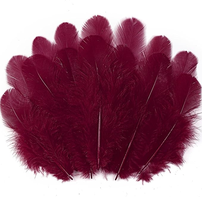 Soarer 300pcs Burgundy Rooster Feathers Bulk - 3-5inch Craft Feathers for Wedding Home Party, Dream Catcher Supplies and DIY Crafts(Burgundy)