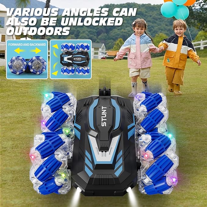 Toddler RC car,Gesture Sensing RC Stunt Car, Light and Music Remote Control Car, Double-Sided 360-degree Rotation Stunt Off-Road Vehicle, Birthday Gift for Boys and Girls Aged 3-12.