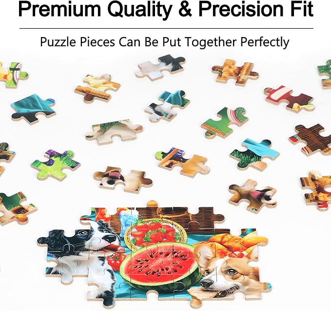 LELEMON Puzzles for Kids Ages 4-6,Dogs 100 Piece Puzzles for Kids Ages 4-8 in a Metal Box,Educational Jigsaw Puzzles 100 Piece Puzzle Games Puzzle Toys for Girls and Boys