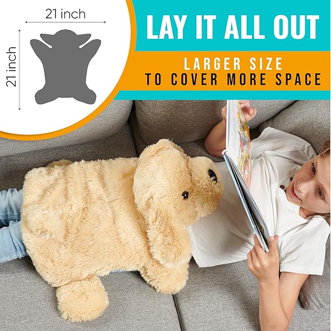 FRIENDLY CUDDLE Weighted Lap Blanket for Kids & Adults – Coco Weighted Blanket – ASD, Sensory Processing Weighted Stuffed Animals Dog Toy – Microwavable Weighted Lap Pad for Kids, 5 Lbs