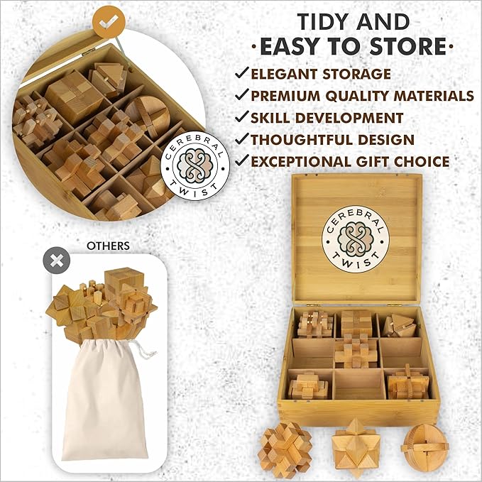 Wooden Brain Teaser Puzzles for Adults - Coffee Table Puzzles - Wooden Wire Teaser - Brain Puzzle for Adults - Wood Brain Teasers - Brain Teasers