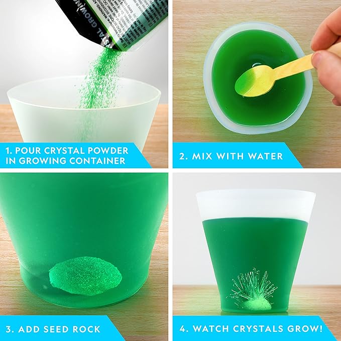 National Geographic Crystal Growing Kit - 3 Vibrant Colored Crystals to Grow with Light-Up Display Stand, Science Toy for Girls and Boys Ages 8-12, Includes 3 Gems, Cool STEM Gift (Amazon Exclusive)