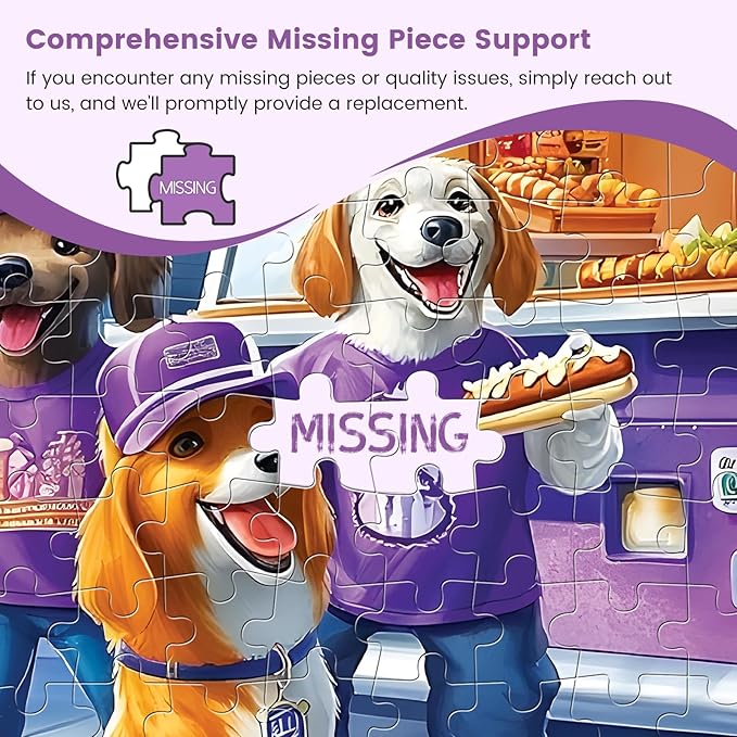 300 Piece Puzzles for Adults, Hot Dog Truck with Dogs Puzzles for Adults, Adorable Dogs and Hot Dog Truck 300 Piece Jigsaw Puzzle, Ideal Home Decor Gift for Adults Kids Seniors, 20.5×15 in