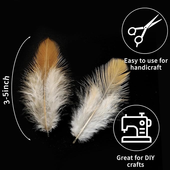 Soarer Natural Craft Feathers Bulk - 300pcs 3-5inch Natural Feathers for Dream Catcher Supplies, Home Party, Hats and Jewelry Accessories and DIY Crafts
