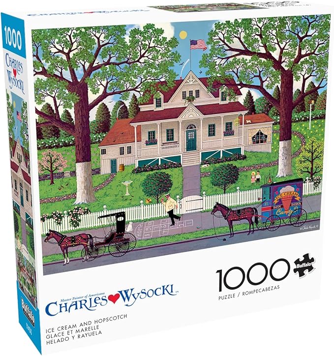 Buffalo Games - Charles Wysocki - Ice Cream and Hopscotch - 1000 Piece Jigsaw Puzzle for Adults -Challenging Puzzle Perfect for Game Nights - Finished Size is 26.75 x 19.75