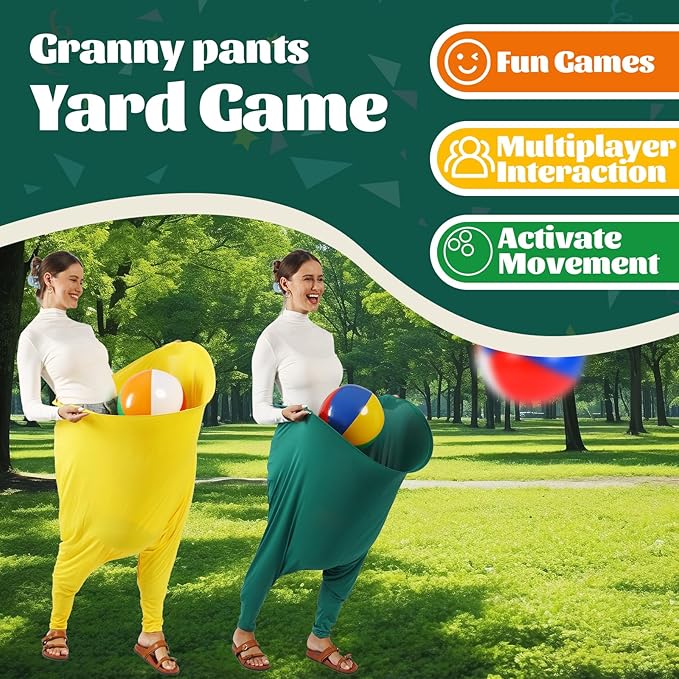 Giant Granny Pants Toss Game,Outdoor Yard Game with 8 Beach Balls Included, Fun Backyard Party Game for Families & Friends、