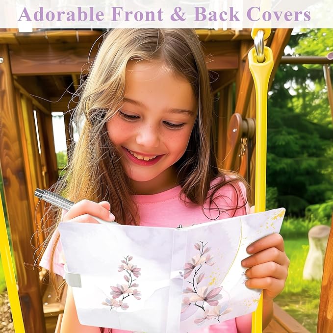 Floral Journal for Girls - Gift for Teens, Kids - Diary with Pen & Magnetic Closure, 192 Pages for Writing, 5.3"x7.5" Hardcover Lined Notebook