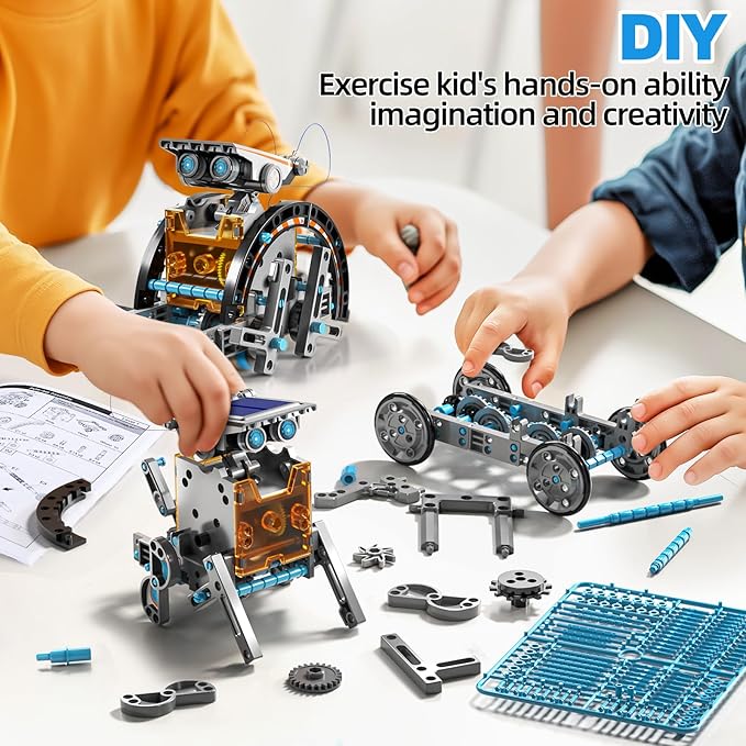 STEM Toys for Ages 8-13, Solar Powered Kits Toys Robotics for Kids Ages 8-12, Educational Building Science Experiment Kit, Boys Gifts for Kids 8 9 10 11 12 13 Years Learning Projects (Gray)