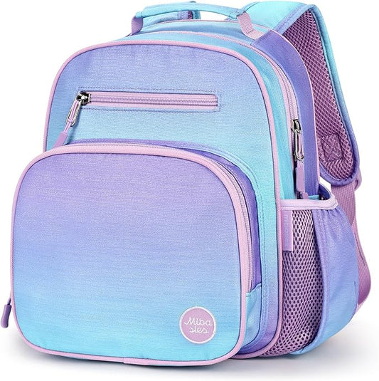 mibasies Toddler Backpack for Girls 2-4: Cute Kids Backpacks for Girls - Preschool Kindergarten Backpack - Glitter Gradient Purple