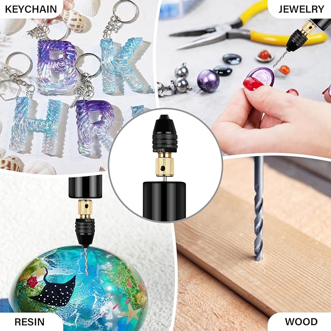 LET'S RESIN Electric Drill, 74Pcs Hand Drill with 3-Jaw Clamp-Applicable to A Larger Drilling Range (0-3mm), Grip Nose Pliers, Keychain Making Kit, Jewelry Making Kit, Jewelry tools, for Resin
