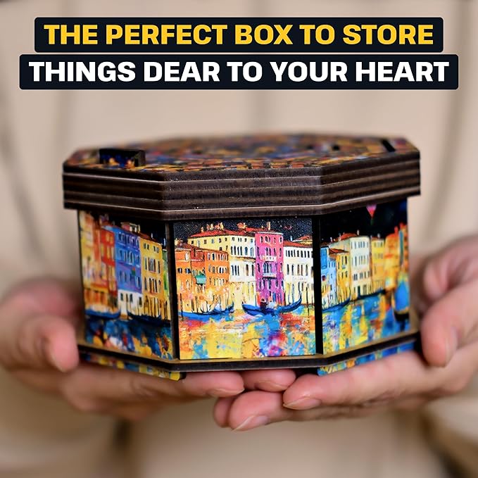 ESC WELT Secret Art Maze Box - Creative Gift Box with Printed Design - 3D Wooden Box Game - Gift Box Riddle Game for Money, Vouchers, Gift Cards - Unique Gift for Teens and Adults - 3D Wooden Puzzle