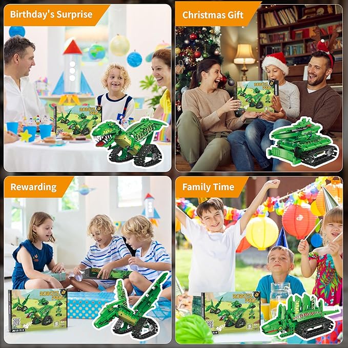 5 in 1 Dinosaur Toy for 6-12 Years Old Kids Boys, Robot Dino Building Set with APP & 2.4GHz Remote Control Science Programmable Building Block Dinosaur Kit, Birthday Gifts for Age 6 7 8 9 10 11 12
