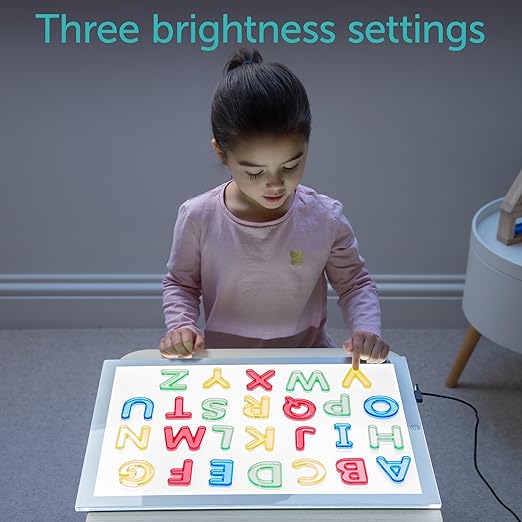 TickiT Ultra Bright LED Light Panel - In Home Learning Supplies for Sensory Play - Adjustable Brightness - Color and Shape Exploration on a Light Box