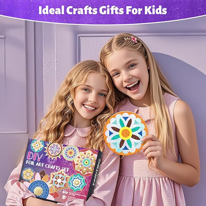 TENYEAH Foil Art for Kids, DIY Paper Craft Kit for Girls Boys Ages 8+, Fun Mandala Creative Activity Toys for Kids