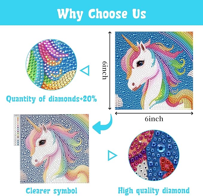 Libfx Diamond Art Kits for Kids 4 PCS Diamond Art for Girls Boys Beginners Arts and Crafts for Kids Ages 8-12 (Cat Butterfly Unicorn Deer)
