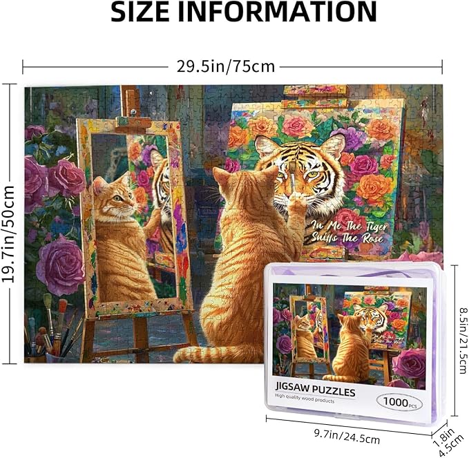 Jigsaw Puzzles 1000 Pieces Puzzles for Adults Large Animal Cat Painting Tiger Family Party Holiday Cat Tiger Puzzle Animal Adult Toys Difficult and Challenge Large Puzzle Game Toys Gift