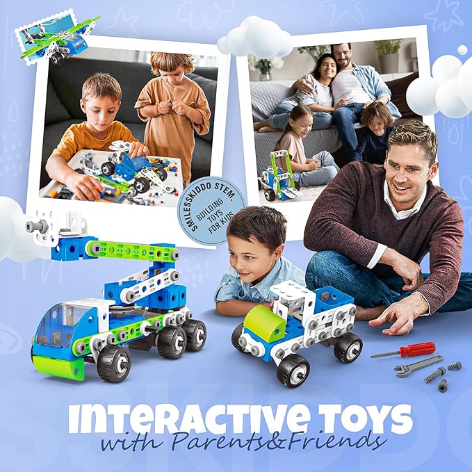 SMIESSKIDDO 18 in 1 STEM Toys, 175 PCS Building Toys for Kids Ages 4-8 5-7 6-8 Educational Activities for Boys 4-6 8-10 Construction Creative Games Birthday Gifts for 4 5 6 7 8+ Year Old Boy Girl