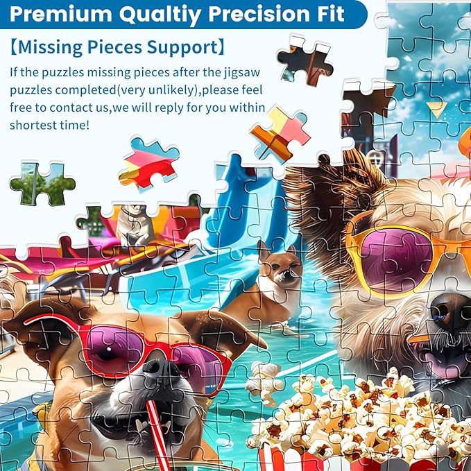 300 Piece Jigsaw Puzzle for Adults, Fun at The Amusement Park Dog Puzzles, Funny Puppy Jigsaw Puzzles, Animal Pet Lover Challenging Puzzles for Friends Family Activity Game Nights Gifts