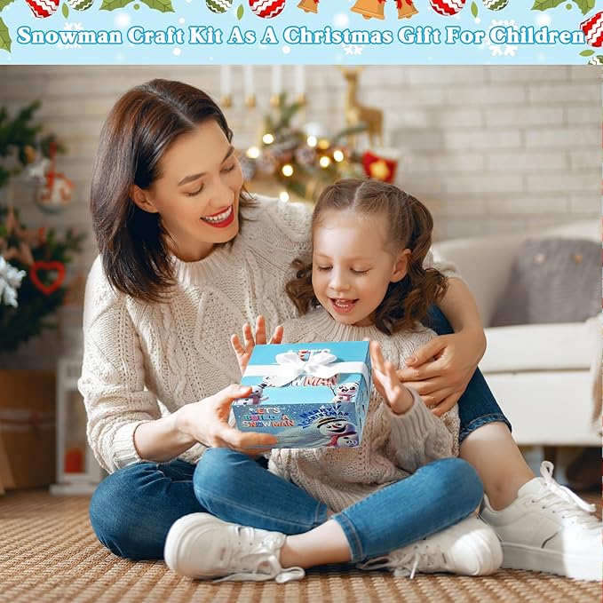 12 Pack Build a Snowman Kit, DIY Christmas Crafts for Kids, Modeling Clay Snowman DIY Kit, Christmas Crafts Xmas Gift Winter