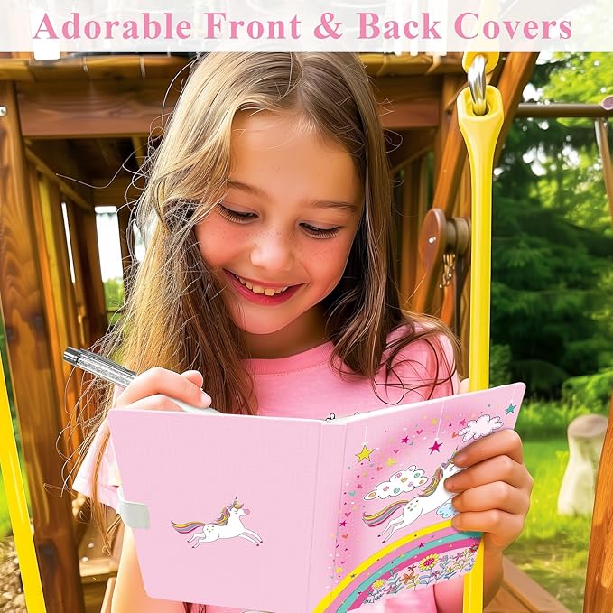Unicorn Journal for Girls - Gift for Kids - Diary with Pen & Magnetic Closure, 192 Pages for Writing, 5.3"x7.5" Hardcover Lined Notebook