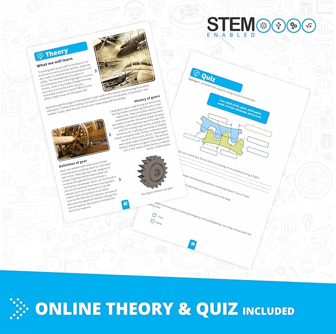 Engino Inventor STEM Toys, Motorized Double-Blade Helicopter, STEM Engineering Toys for Kids 9+, Building Kit, Gifts for Boys & Girls, Powered by Motor (10 Models to Build)