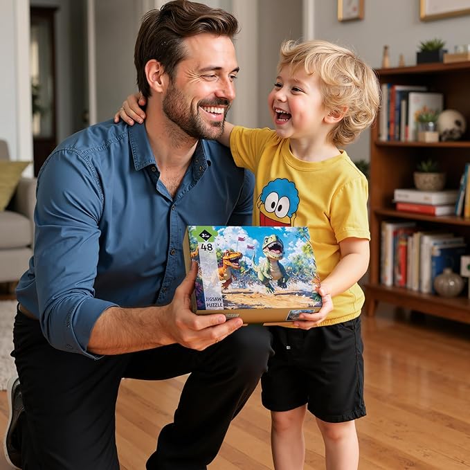 Puzzles for Kids Ages 4-6, Dinosaur Puzzle, Running Dinosaur Puzzle for Kids Ages 3-5, 48 Piece Puzzles for Kid 3 4 5 6 7 8 Year Old, Toddler Children Puzzles Educational Toys for Boys and Girls