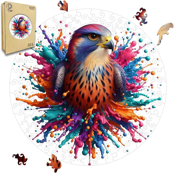 Wooden Puzzle, Falcon Pattern Art Painting, Adult Wooden Puzzle, Animal Pattern Wood Carving Puzzle Designed for Family and Friends, 14.9 * 14.9 inches