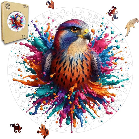 Wooden Puzzle, Falcon Pattern Art Painting, Adult Wooden Puzzle, Animal Pattern Wood Carving Puzzle Designed for Family and Friends, 14.9 * 14.9 inches