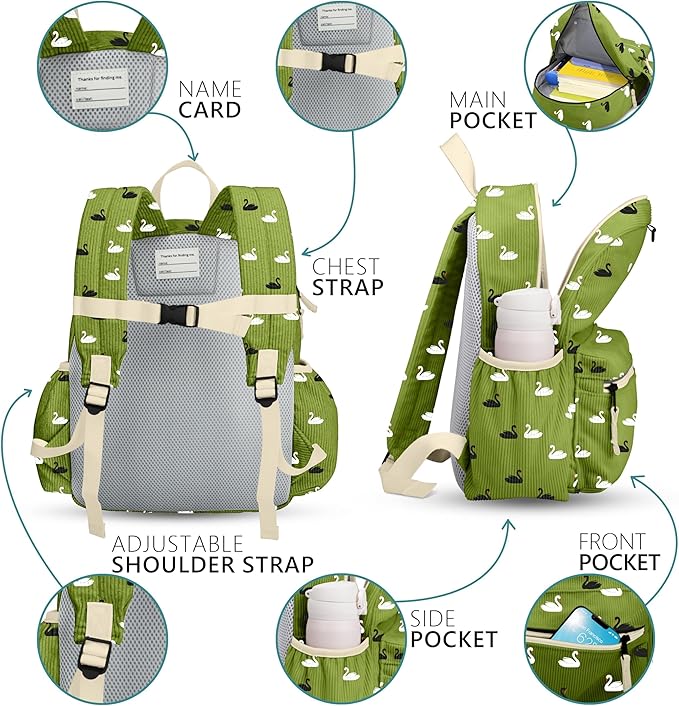 Corduroy Toddler Backpack for Boys 2-5: Preschool Backpack for Girls - Cute Kids Backpack 13.5" H Fit Folder