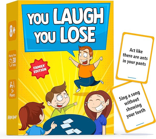 You Laugh You Lose Game - Funny Charades Kids Games - Board Games for Kids & Teens - Try Not to Laugh Challenge - Sleepover Party Supplies for Girls, Birthday Game for Family, Kids & Girls