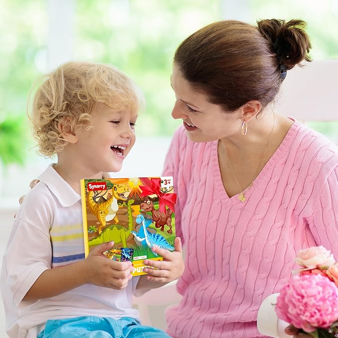 SYNARRY Magnetic Dinosaur Puzzles for Kids Ages 3-5, 20 Pieces Puzzles for Toddlers 4-6, Children Travel Activity Toys Games Gifts for Kids Boys Girls Ages 3 4 5 in Car Airplane Magnet for Road Trip