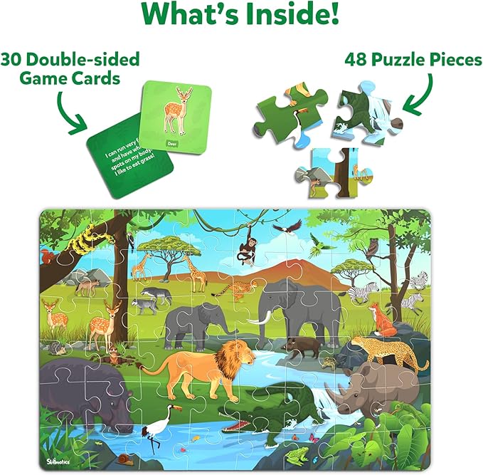 Skillmatics Floor Puzzle & Game - Piece & Play Wild Animals, Jigsaw & Toddler Puzzles, Educational Toy, Gifts for Boys & Girls Ages 3, 4, 5, 6, 7 (48 Pieces, 2 x 3 feet)