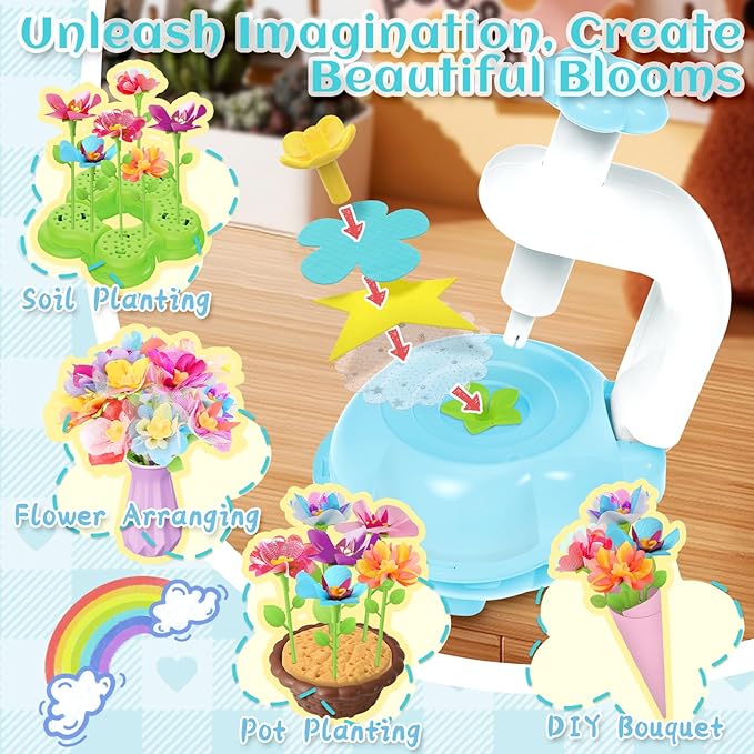 Kufanda Arts and Crafts for Kids 4-6, Toddler & Creative Fabric Flower Bouquets Toys for 4-8 Year Old Kids, Ideal Festive Gifts for Granddaughters & Craft Lovers, Educational Fun DIY Activity Set