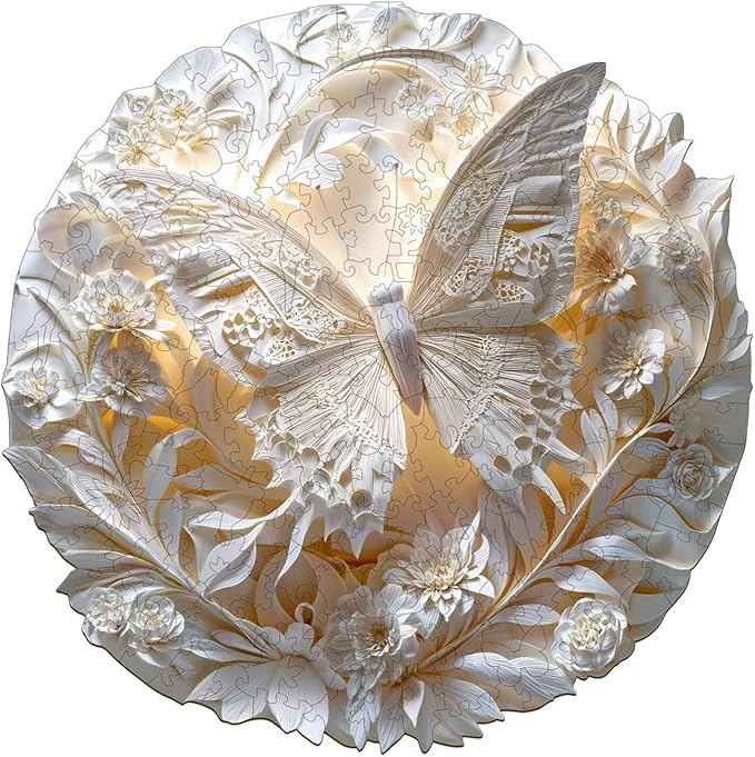 Wooden Puzzles for Adults, 3D Paper Butterfly Wooden Puzzles 100 Pieces, Unique Animal Shaped Wood Challenging Jigsaw Puzzles Gifts for Adults, 8.5x8.5in