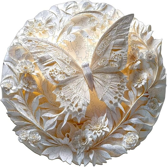Wooden Puzzles for Adults, 3D Paper Butterfly Wooden Puzzles 100 Pieces, Unique Animal Shaped Wood Challenging Jigsaw Puzzles Gifts for Adults, 8.5x8.5in