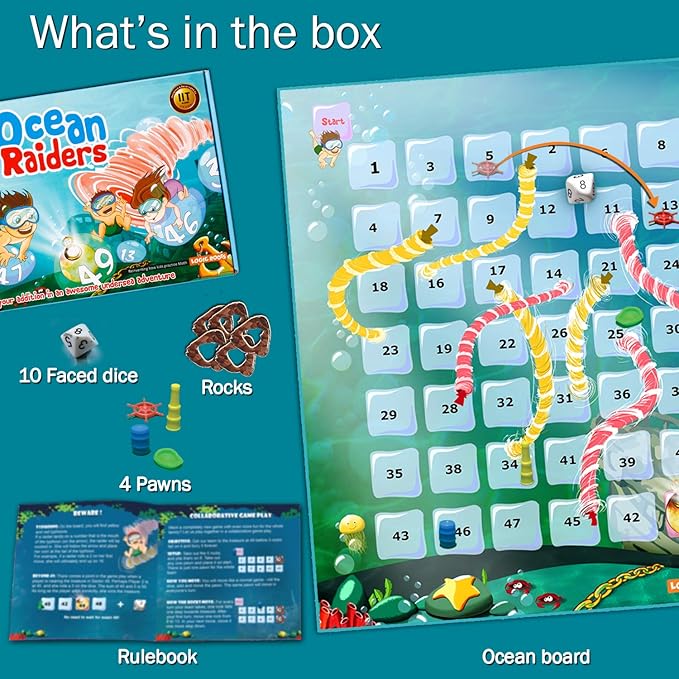 Ocean Raiders Number Sequencing & Addition Game - Fun Math Board Game and STEM Toy for 5-7 Year Olds, Perfect Educational Gift for Kids (Boys & Girls), Home Schoolers, Kindergarten & Up