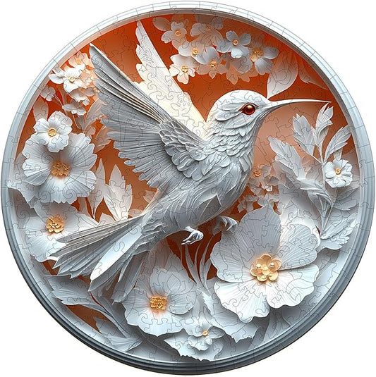 Wooden Puzzles for Adults, Wooden Jigsaw Puzzles for Adults Kids, 3D Paper Hummingbird Unique Shaped Wood Puzzles Adult, Creative Birthday Gifts for Friends Family Game (13.4 * 13.4in 300pcs)