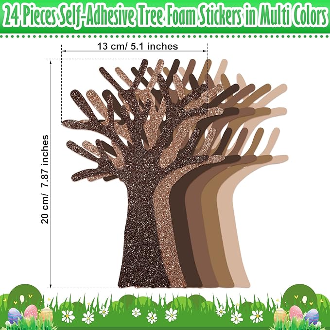 Woanger 224 Pieces Easter Foam Stickers for Craft Egg Bunny Rabbit Self Adhesive Tree Glitter Stickers for Kids Art Project Family Activity Easter (Egg)
