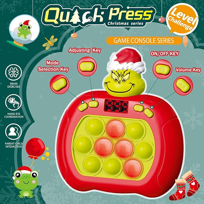 Upgraded Pop Push Game Toy for Kids, Quick Fast Push Pop Puzzle Handheld Game Light up Fidget Toy 8-12, Bubble Sensory Toys Christmas Stocking Stuffers Birthday Gifts for Kids Ages 3-12
