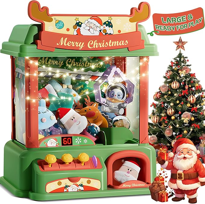 Claw Machine for Kids, Mini Vending Arcade Capsule Game With Prizes for Ages 8-13 Girls | Candy Machine With LED Lights & Adjustable Sound, Party Christmas Toys Gifts