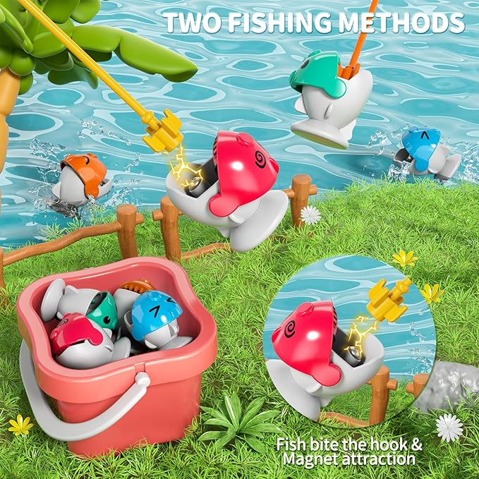 Magnetic Fishing Game for Kids Toddlers 3-5, 70 pcs Fishing Toys for Kids Toddlers 3-5, Table Toys Board Game Birthday Gifts for 3 4 5 6 7 8 Years Old Kid Toddler