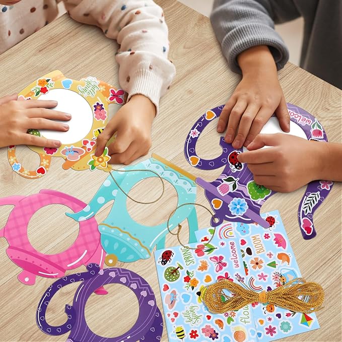 Jetec 48 Packs Mother's Day DIY Craft Kits DIY Teapot Keepsake Picture Frame Craft Gifts with Stickers for Spring Mother's Day Party Home Activities