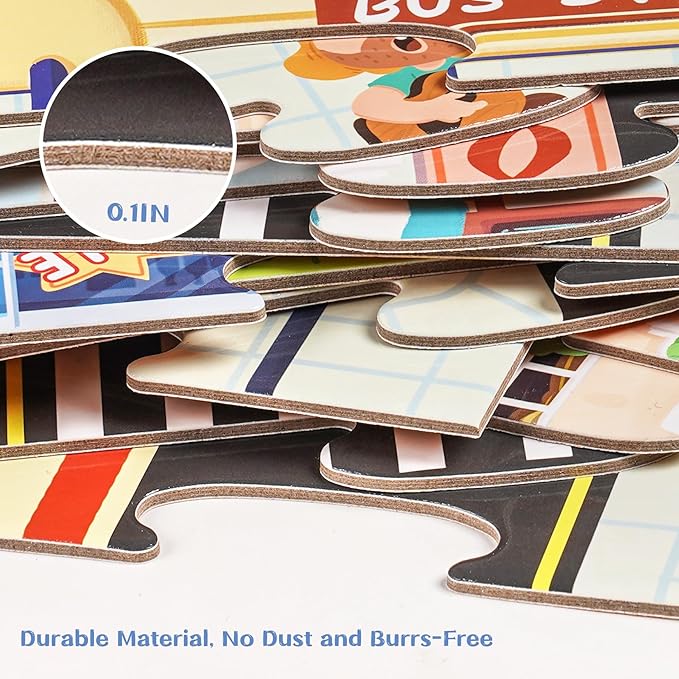 TOI Gaint Floor Puzzle for Kids Ages 3 and Up, 2x3 Feet City Floor Puzzles for Toddlers 3-5, Extra Large Preschool Learning Jigsaw Puzzles for Boys and Girls