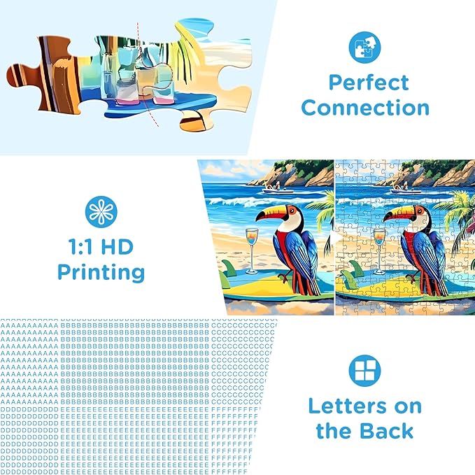 500 Piece Jigsaw Puzzle for Adults, Beach Scenery Jigsaw Puzzle, Chair and Guitar Jigsaw Puzzles, Seaside Lover Challenging Puzzles for Friends Family Activity Game Nights Gifts