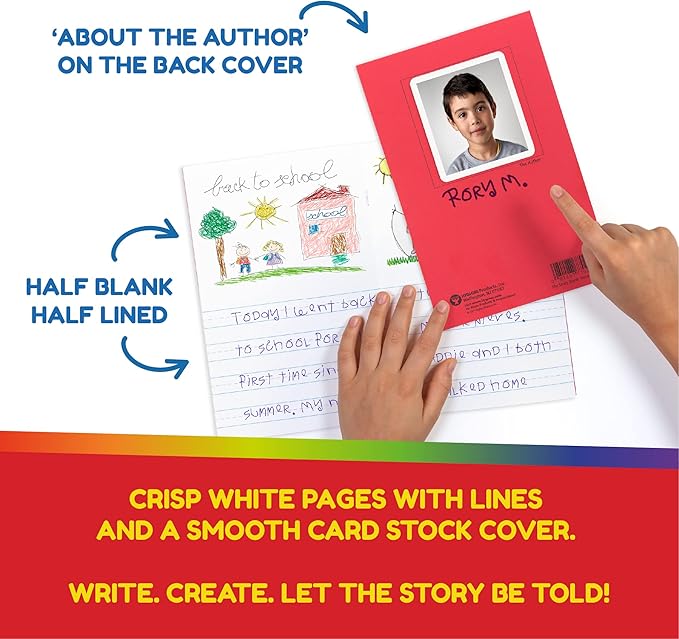 Hygloss 6 Pcs Blank Storybooks for Kids - Bulk Small Notebooks Journals Colorful Soft Cover Notebooks - 5.5x8.5 - 24 Half-Lined Pages - Blank Books for Kids to Write Stories & Illustrate